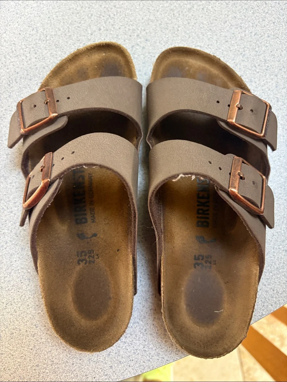 Birkenstock Kids Brown Double-Strap Sandals with Copper Buckles